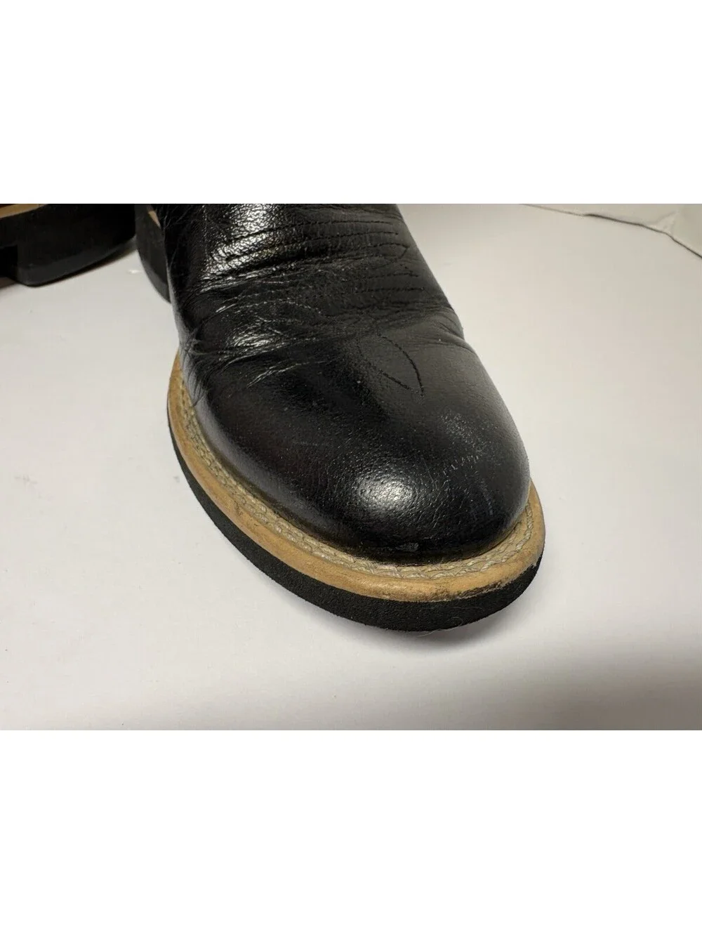 Old West Boots Women 6 Black Leather Western Round Toe B4102 Roper